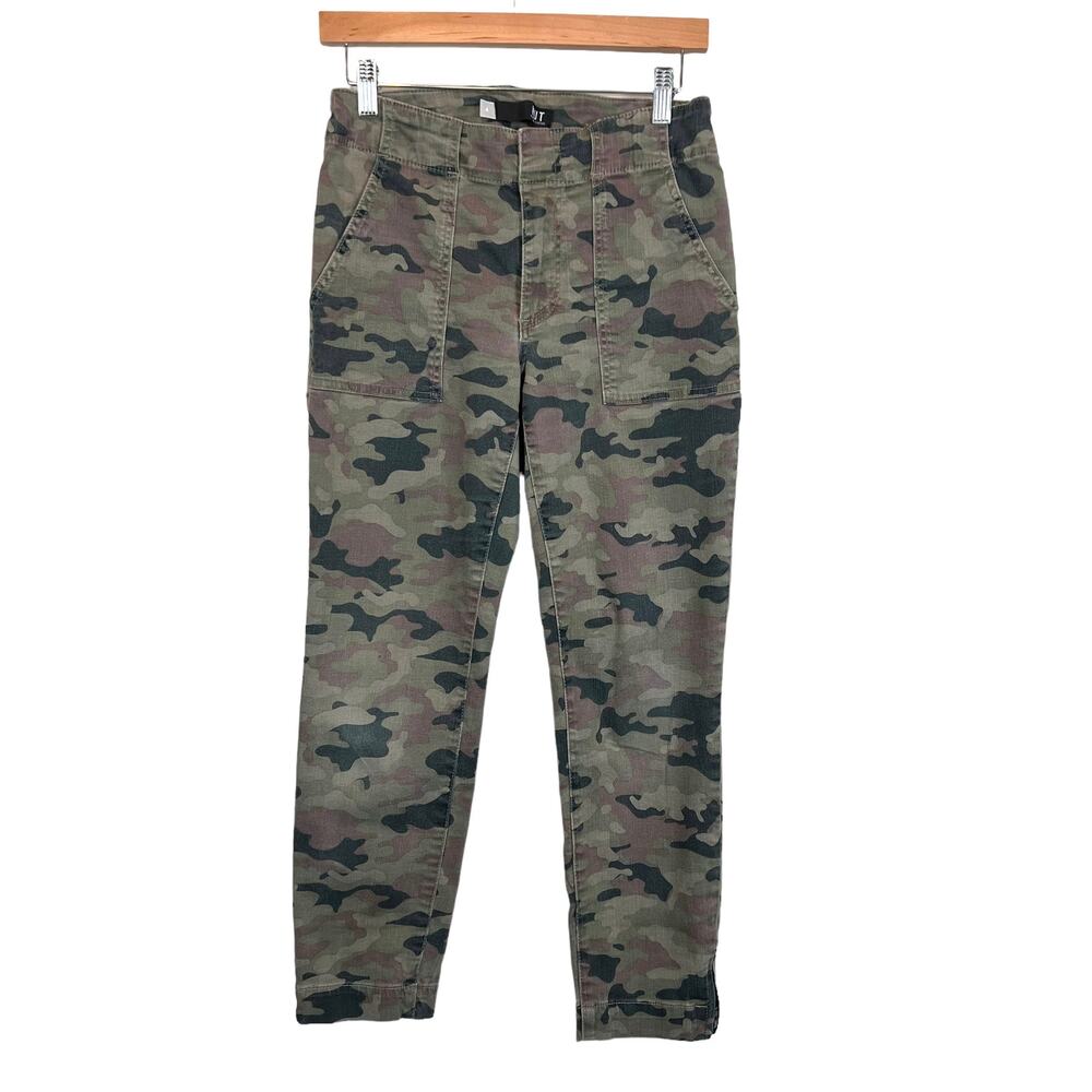 Kut from the Kloth Camo Ankle Zip Reese Ankle Straight Leg Pants Women's 4